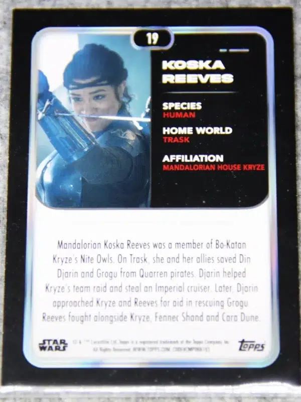 2023 Koska Reeves #19 Topps Star Wars The Mandalorian - back