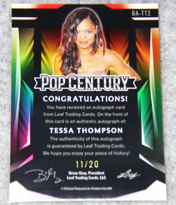 2023 Tessa Thompson #BA-TT2 Leaf Pop Century 1st Pop Century Auto Silver Wave SN#11 - back