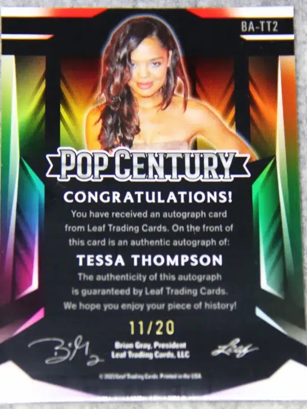 2023 Tessa Thompson #BA-TT2 Leaf Pop Century 1st Pop Century Auto Silver Wave SN#11 - back
