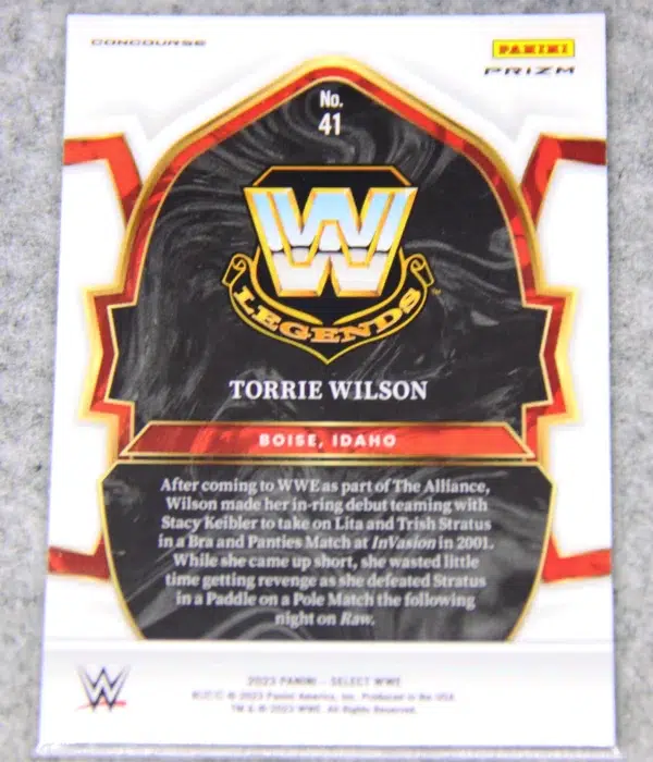 2023 Torrie Wilson #41 Panini WWE Select Concourse Red & Blue Prizm - back