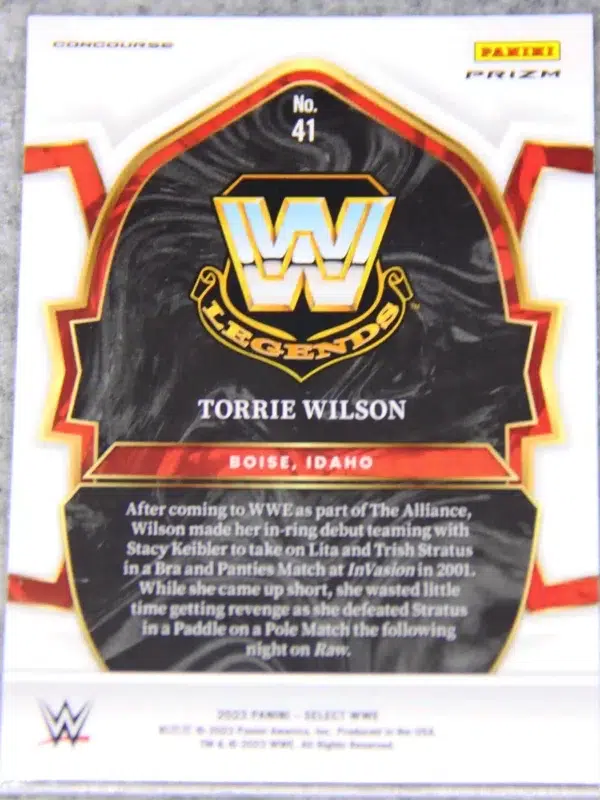 2023 Torrie Wilson #41 Panini WWE Select Concourse Red & Blue Prizm - back