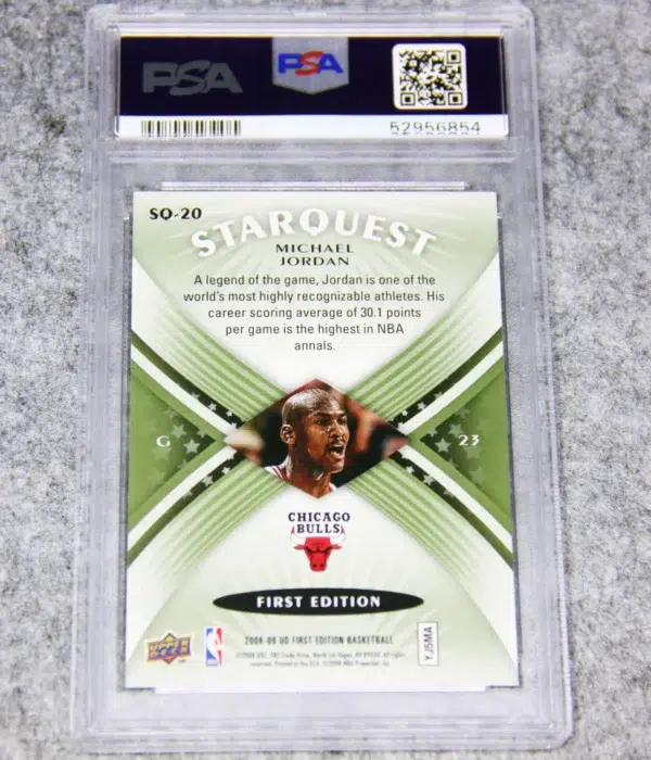 2008-09 Michael Jordan #SQ-20 Upper Deck First Edition Starquest Green PSA 9 MINT - back