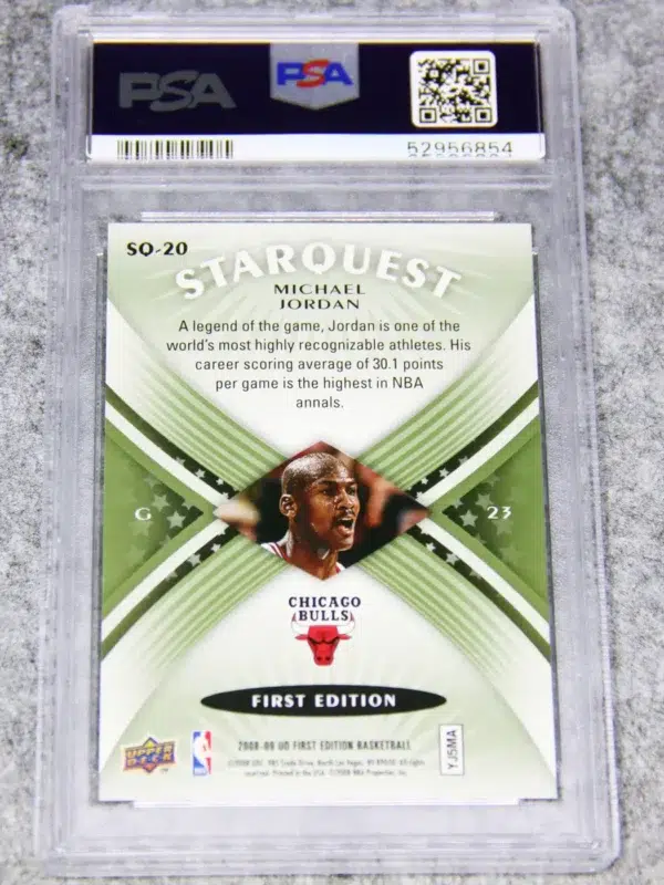 2008-09 Michael Jordan #SQ-20 Upper Deck First Edition Starquest Green PSA 9 MINT - back