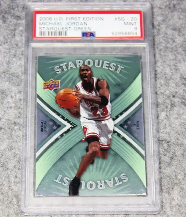 2008-09 Michael Jordan #SQ-20 Upper Deck First Edition Starquest Green PSA 9 MINT - front
