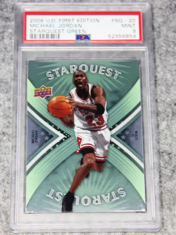 2008-09 Michael Jordan #SQ-20 Upper Deck First Edition Starquest Green PSA 9 MINT - front