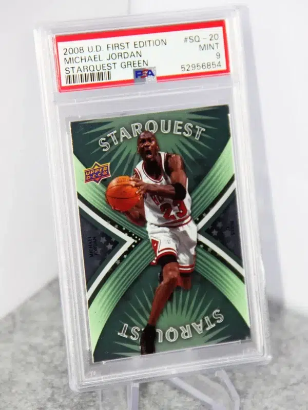 2008-09 Michael Jordan #SQ-20 Upper Deck First Edition Starquest Green PSA 9 MINT - stand