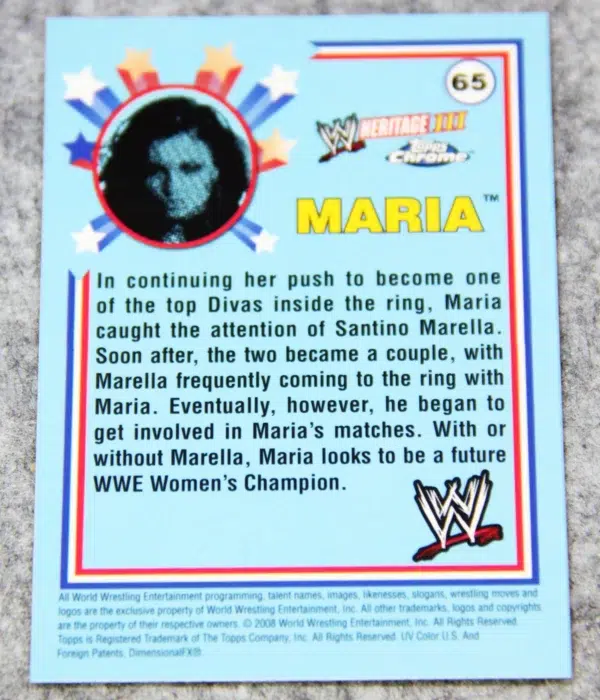 2008 Maria #65 Topps Chrome WWE Diva Heritage III - back