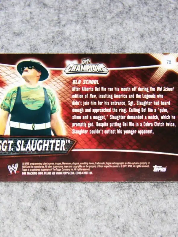 2011 Sgt. Slaughter #72 Topps WWE Champions Wrestling - back