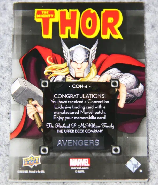 2015 The Mighty Thor #CON-4 Upper Deck Marvel Convention Exclusive Comic-Con Patch - back