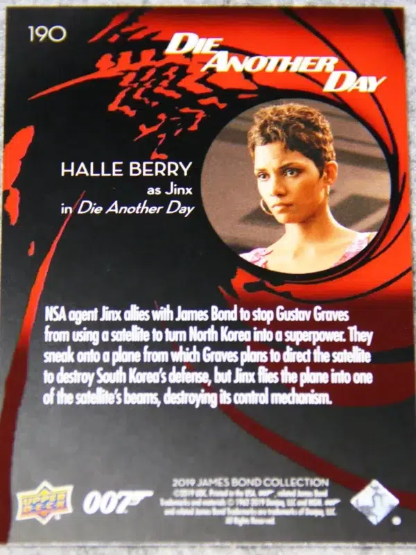 2019 Halle Berry as Giacinta Jinx Johnson #190 Upper Deck 007 James Bond Collection - back