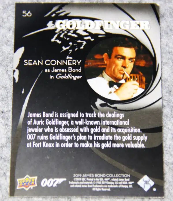 2019 Sean Connery as James Bond #56 Upper Deck 007 James Bond Collection Blue Silver Foil - back