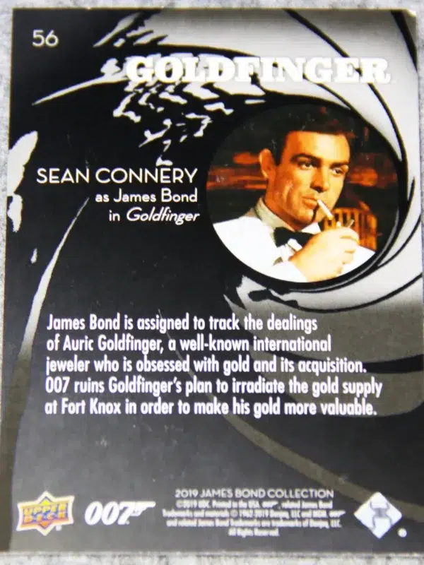 2019 Sean Connery as James Bond #56 Upper Deck 007 James Bond Collection Blue Silver Foil - back