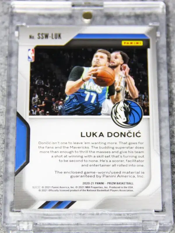 2020-21 Luka Doncic #SSW-LUK Panini Prizm Sensational Swatches - back