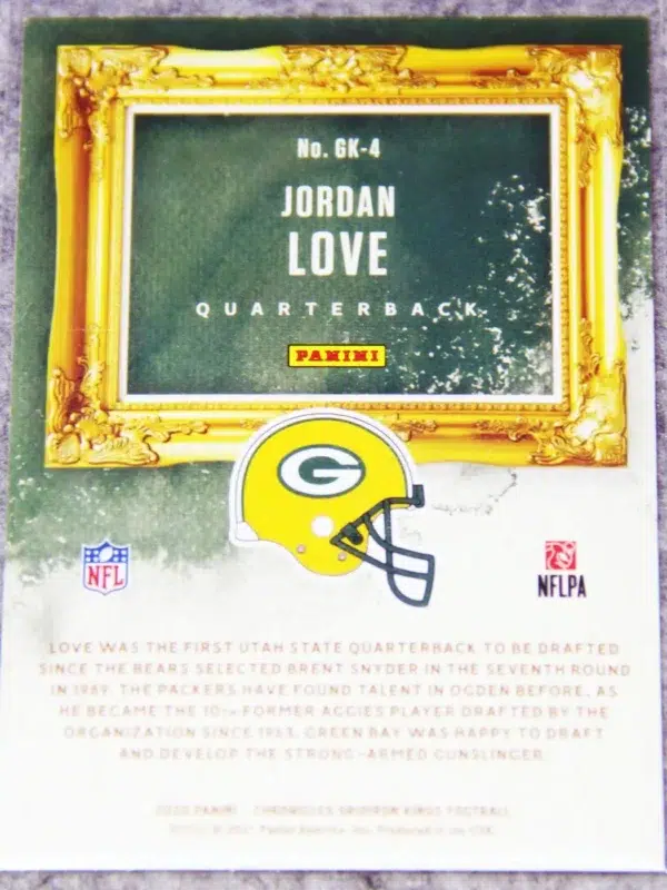 2020 Jordan Love #GK-4 Panini Chronicles Gridiron Kings Pink Parallel RC - back