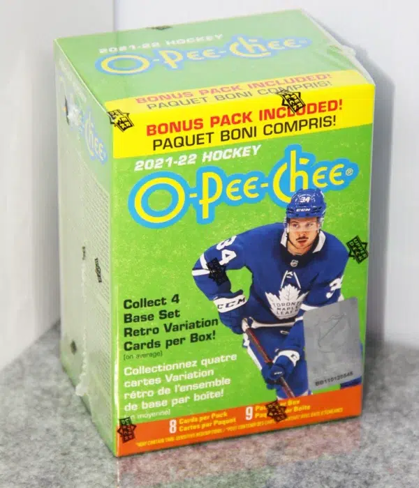 2021-22 Upper Deck O-Pee-Chee Hockey NHL Blaster Box - Sealed - stand