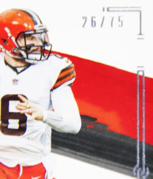 2021 Baker Mayfield #22 Panini Impeccable Football Silver SN#26 - detail