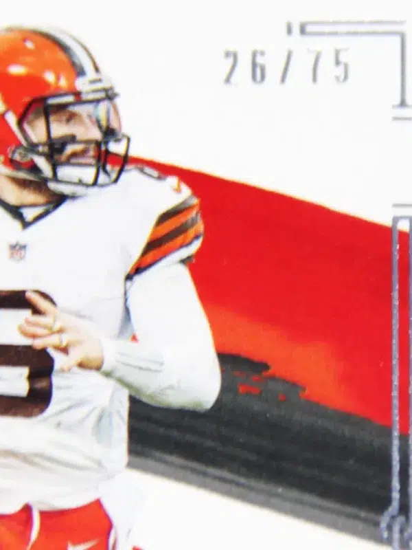 2021 Baker Mayfield #22 Panini Impeccable Football Silver SN#26 - detail