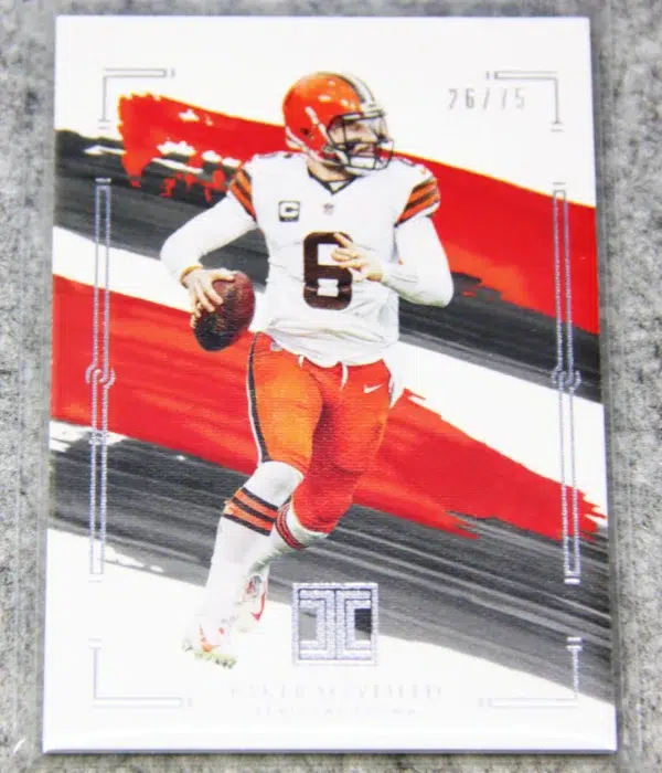 2021 Baker Mayfield #22 Panini Impeccable Football Silver SN#26 - front