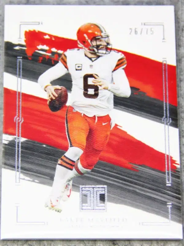 2021 Baker Mayfield #22 Panini Impeccable Football Silver SN#26 - front