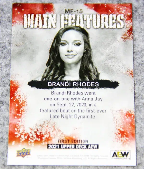 2021 Brandi Rhodes #MF-15 Upper Deck AEW Wrestling Main Features - back