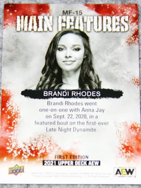 2021 Brandi Rhodes #MF-15 Upper Deck AEW Wrestling Main Features - back