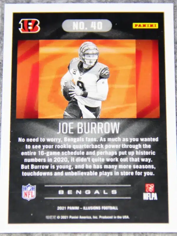 2021 Joe Burrow #40 Panini Illusions Trophy Collection Dots Parallel SP - back