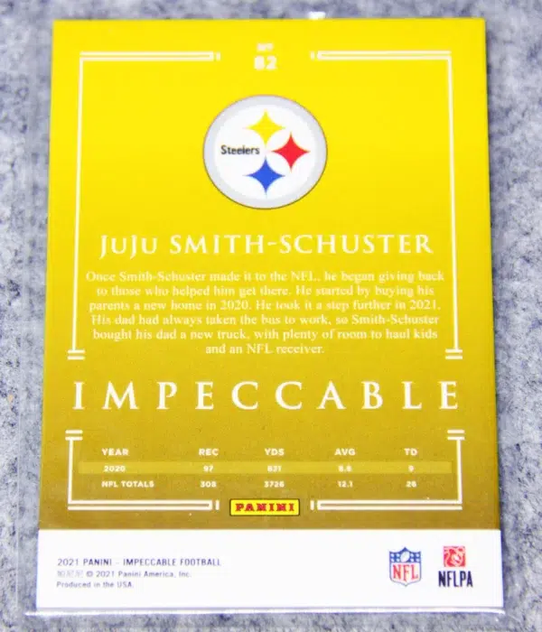 2021 Juju Smith-Schuster #82 Panini Impeccable Football SN#22 - back
