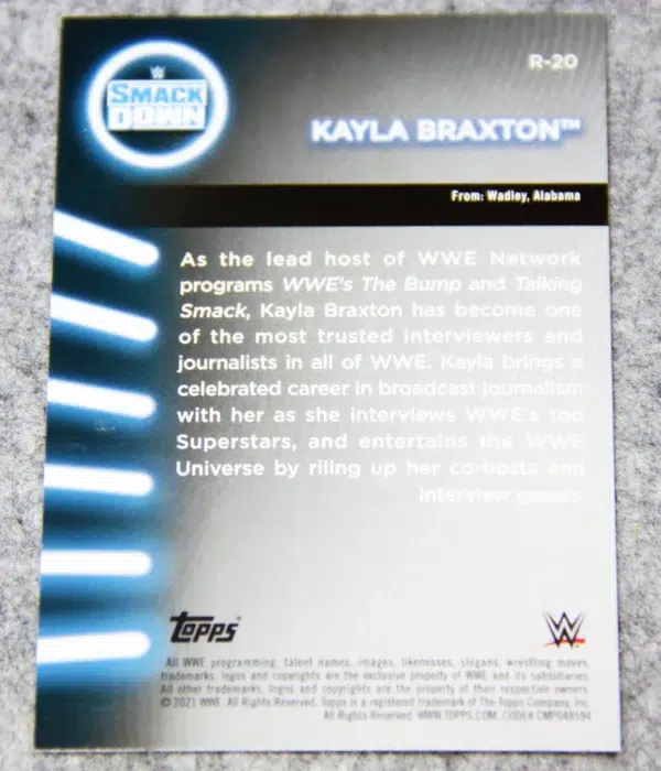 2021 Kayla Braxton #R-20 Topps Smack Down Women's Division - back