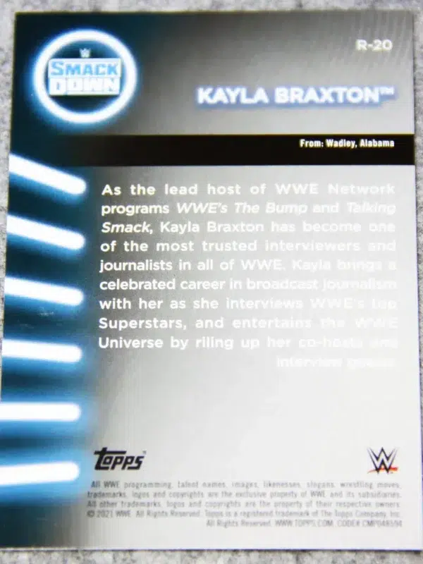 2021 Kayla Braxton #R-20 Topps Smack Down Women's Division Roster