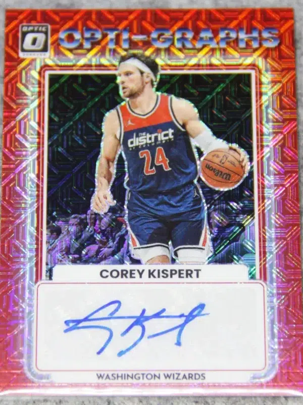 2022-23 Corey Kispert #OG-CKP Panini Donruss Optic Choice Opti-Graphs Red Mojo Autograph - front