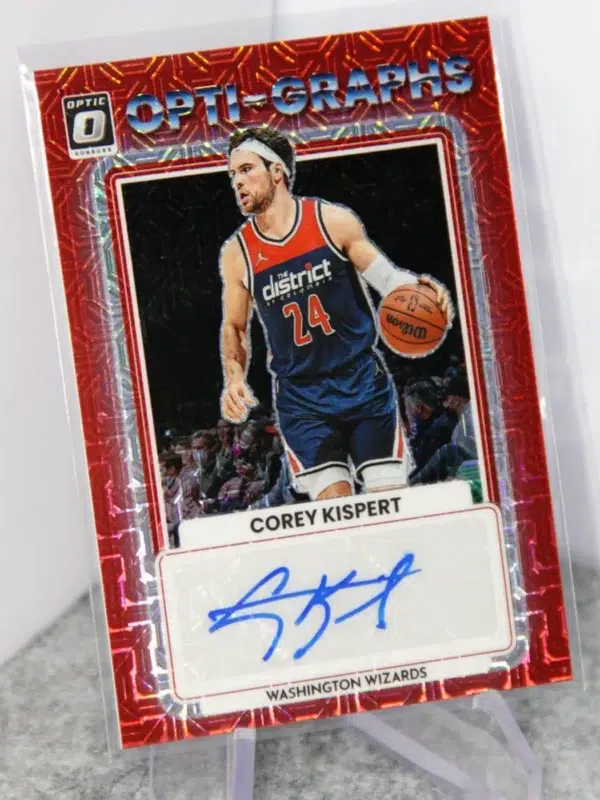 2022-23 Corey Kispert #OG-CKP Panini Donruss Optic Choice Opti-Graphs Red Mojo Autograph - stand
