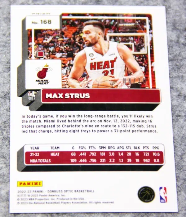 2022-23 Max Strus #168 Panini Donruss Optic Gold Wave Prizm SN#4 - back