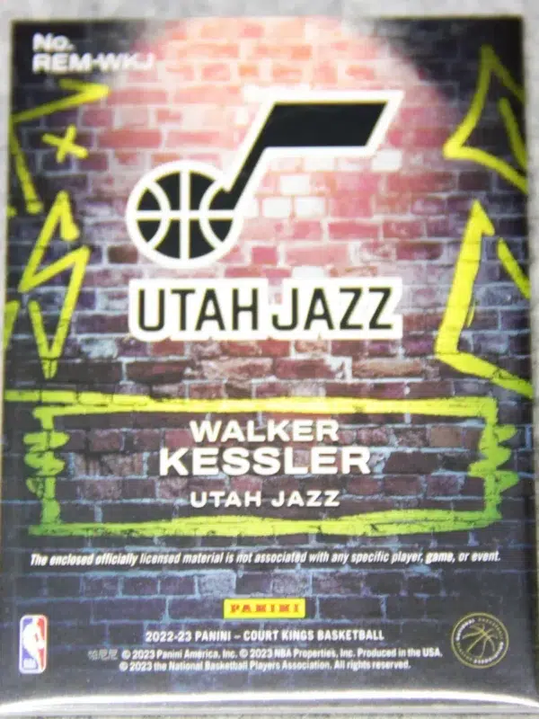 2022-23 Walker Kessler #REM-WKJ Panini Court Kings Rookie Expression RC - back
