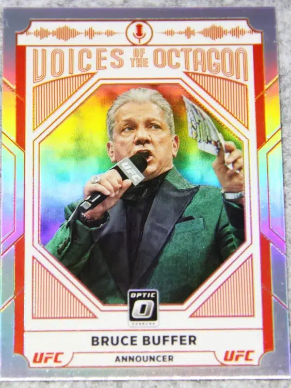 2022 Bruce Buffer #121 Panini Donruss Optic UFC Voices of the Octagon Holo Prizm - front