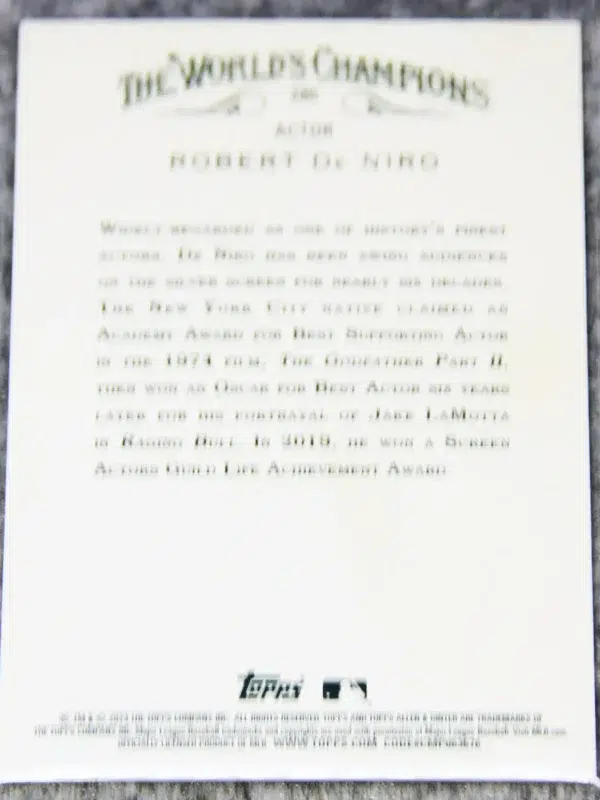 2023 Robert de Niro #280 Topps Allen & Ginter Silver Foil Hot Box - back