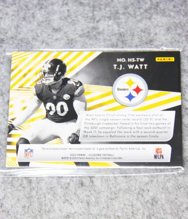 2022 T.J. Watt #HS-TJ Panini Illusions Highlight Swatches - back