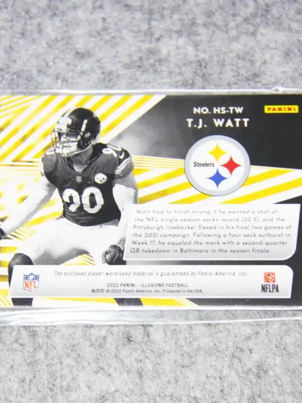 2022 T.J. Watt #HS-TJ Panini Illusions Highlight Swatches - back