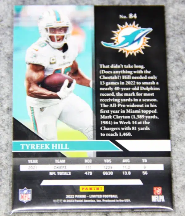 2022 Tyreek Hill #84 Panini Limited Football Spotlight Ruby Parallel SN#17 - back