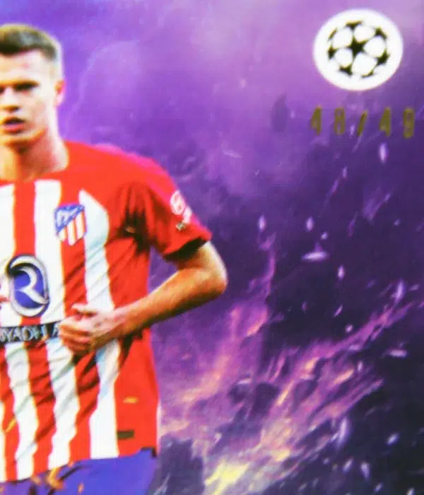 2023-24 Arthur Vermeeren #AV Topps Impact UEFA Club Competitions Purple Lightning Refractor RC SN#48 - detail