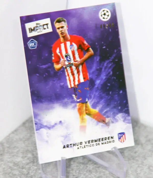 2023-24 Arthur Vermeeren #AV Topps Impact UEFA Club Competitions Purple Lightning Refractor RC SN#48 - stand