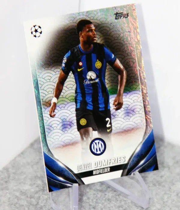 2023-24 Denzel Dumfries #9 Topps UEFA Club Competitions White Refractor SN#55 - stand