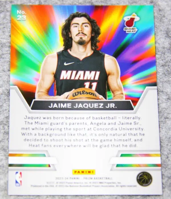 2023-24 Jaime Jaquez Jr. #23 Panini Prizm Instant Impact RC - back