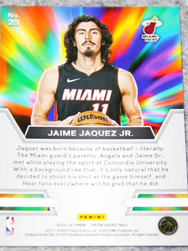 2023-24 Jaime Jaquez Jr. #23 Panini Prizm Instant Impact RC - back