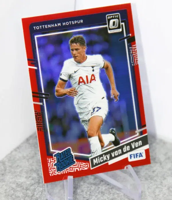 2023-24 Micky van de Ven #181 Panini Donruss Optic Rated Rookie Red Prizm RC SN#295 - stand