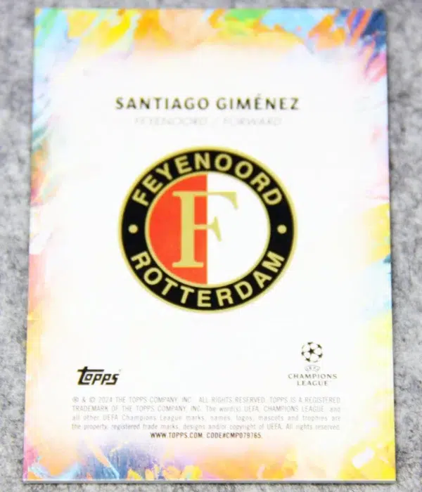 2023-24 Santiago Gimenez #ISG Topps Inception UEFA Champions League Star Quality Green Refractor SN#91 - back