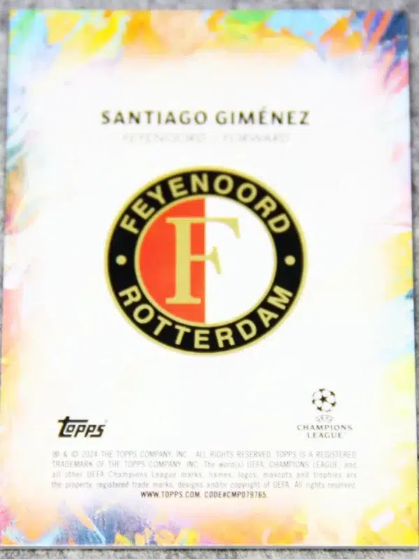 2023-24 Santiago Gimenez #ISG Topps Inception UEFA Champions League Star Quality Green Refractor SN#91 - back