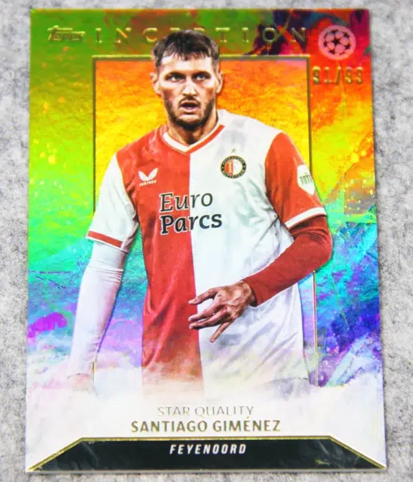 2023-24 Santiago Gimenez #ISG Topps Inception UEFA Champions League Star Quality Green Refractor SN#91 - front