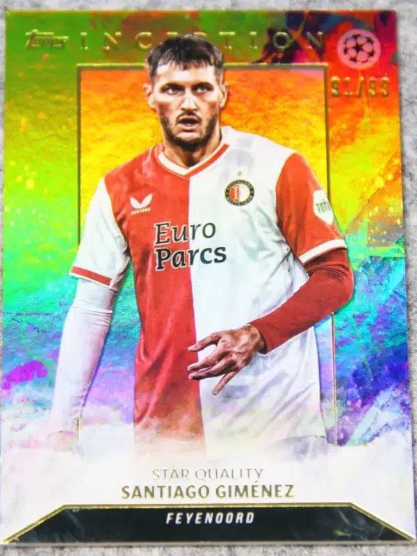 2023-24 Santiago Gimenez #ISG Topps Inception UEFA Champions League Star Quality Green Refractor SN#91 - front