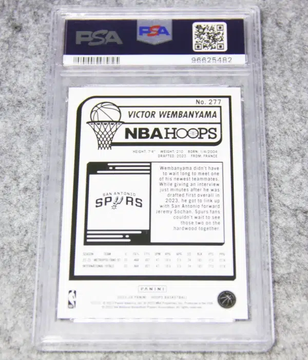 2023-24 Victor Wembanyama #277 Panini NBA Hoops PSA 10 GEM MT - back