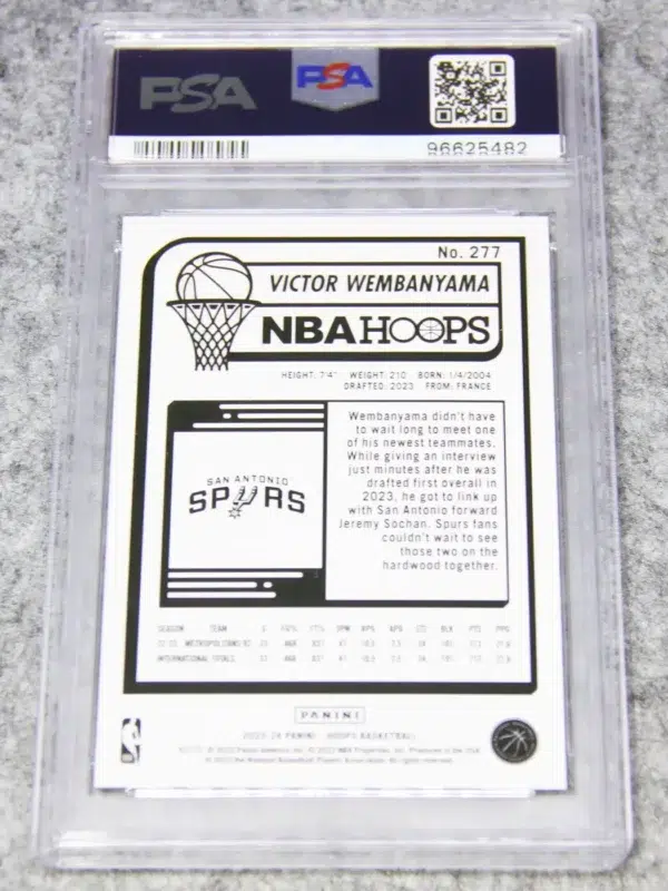 2023-24 Victor Wembanyama #277 Panini NBA Hoops PSA 10 GEM MT - back